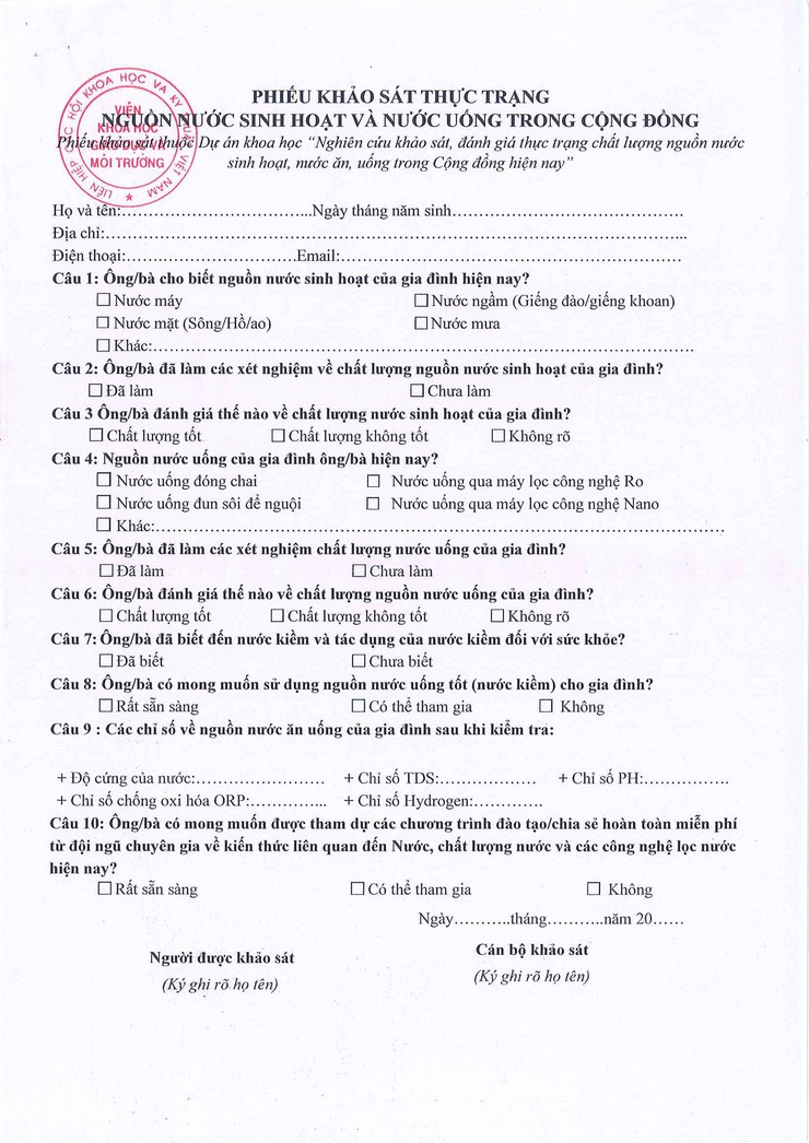 Viện Khoa học Giáo dục và Môi trường khảo sát chất lượng nước, triển khai chương trình miễn phí vì sức khỏe cộng đồng- Ảnh 1.
